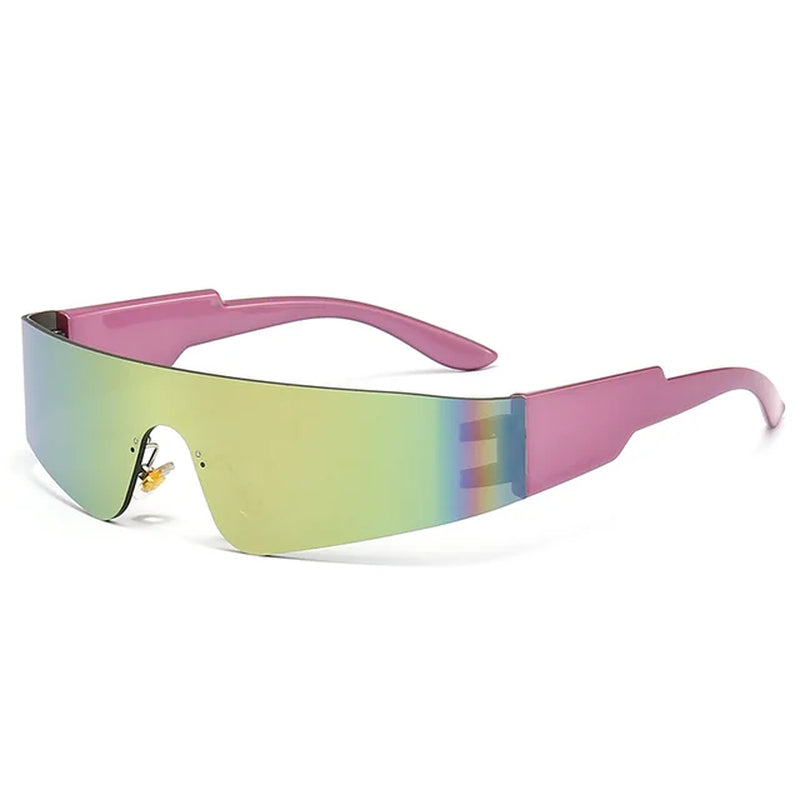 Y2K Rimless Silver Mirror Sunglasses Women Men Black Shades Brand Designer Fashion Eyeglasses Uv400 Goggles Holiday Beach Sunnie