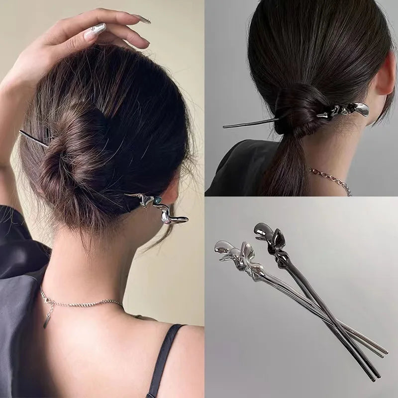Vintage Chinese Style Hanfu Hair Stick Women Metal Tassel Hair Fork Hair Chopsticks Hairpin Woman Jewelry Hair Clip Accessories
