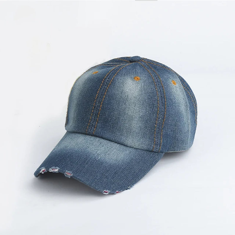 Unisex Solid Denim Men Women Baseball Cap Blank Washed Denim Jean Hat Retro Casquette Snapback Hats Adjustable Caps