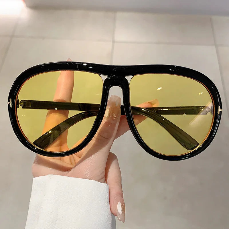 Trend Oversized Pilot Sunglasses Women for Men Luxury Brand Designer Sun Glasses Vintage Big Frame Eyeglasses Punk Driving Shade