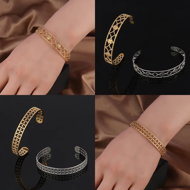 Women Stainless Steel Bracelets for Women Cuban Snake Bangle Bracelet Geometric Open Cuff Bracelet Punk Design Bracelet Jewelry