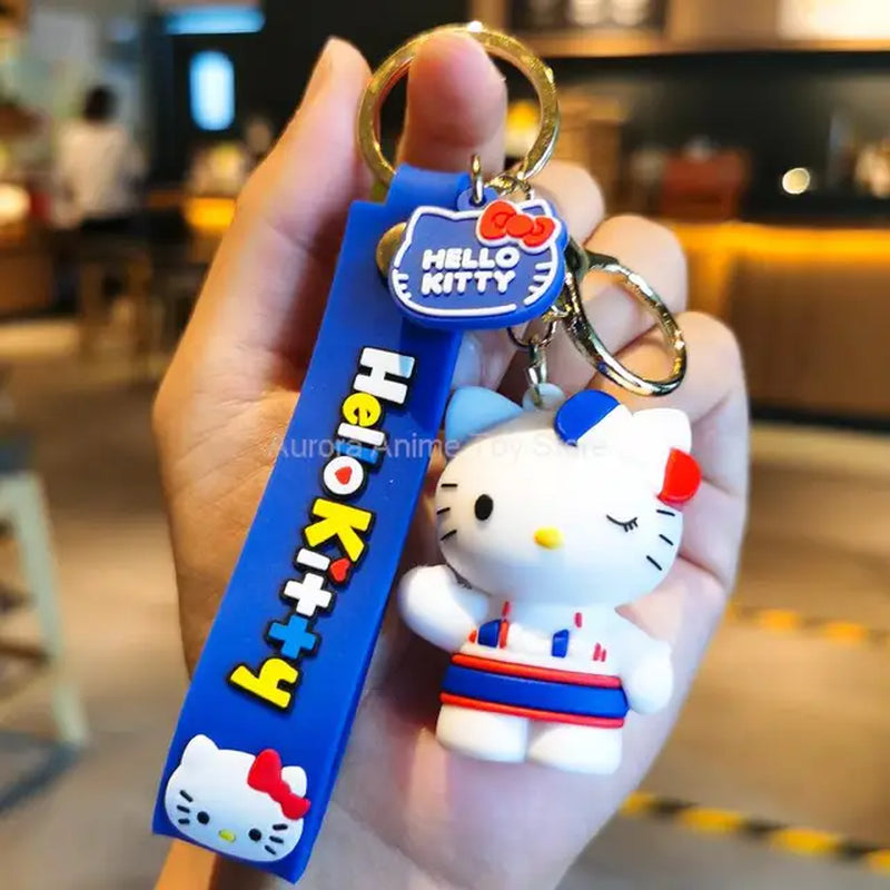 Anime Kawaii Sanrio Hello Kitty Keychain Pendant Holder Key Chain Car Keyring Mobile Phone Bag Hanging Jewelry Kids Gifts