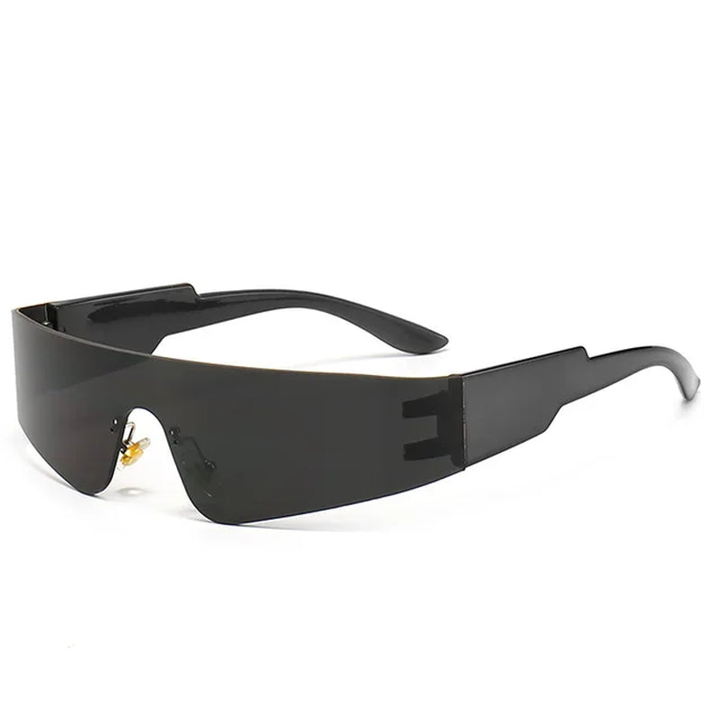Y2K Rimless Silver Mirror Sunglasses Women Men Black Shades Brand Designer Fashion Eyeglasses Uv400 Goggles Holiday Beach Sunnie