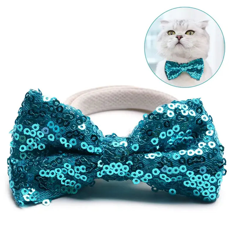 Pets Grooming Accessories Cute Dog Puppy Cat Kitten Pet Toy Kid Sequin Bow Tie Clothes Cat Dog Necktie for Birthday Christmas