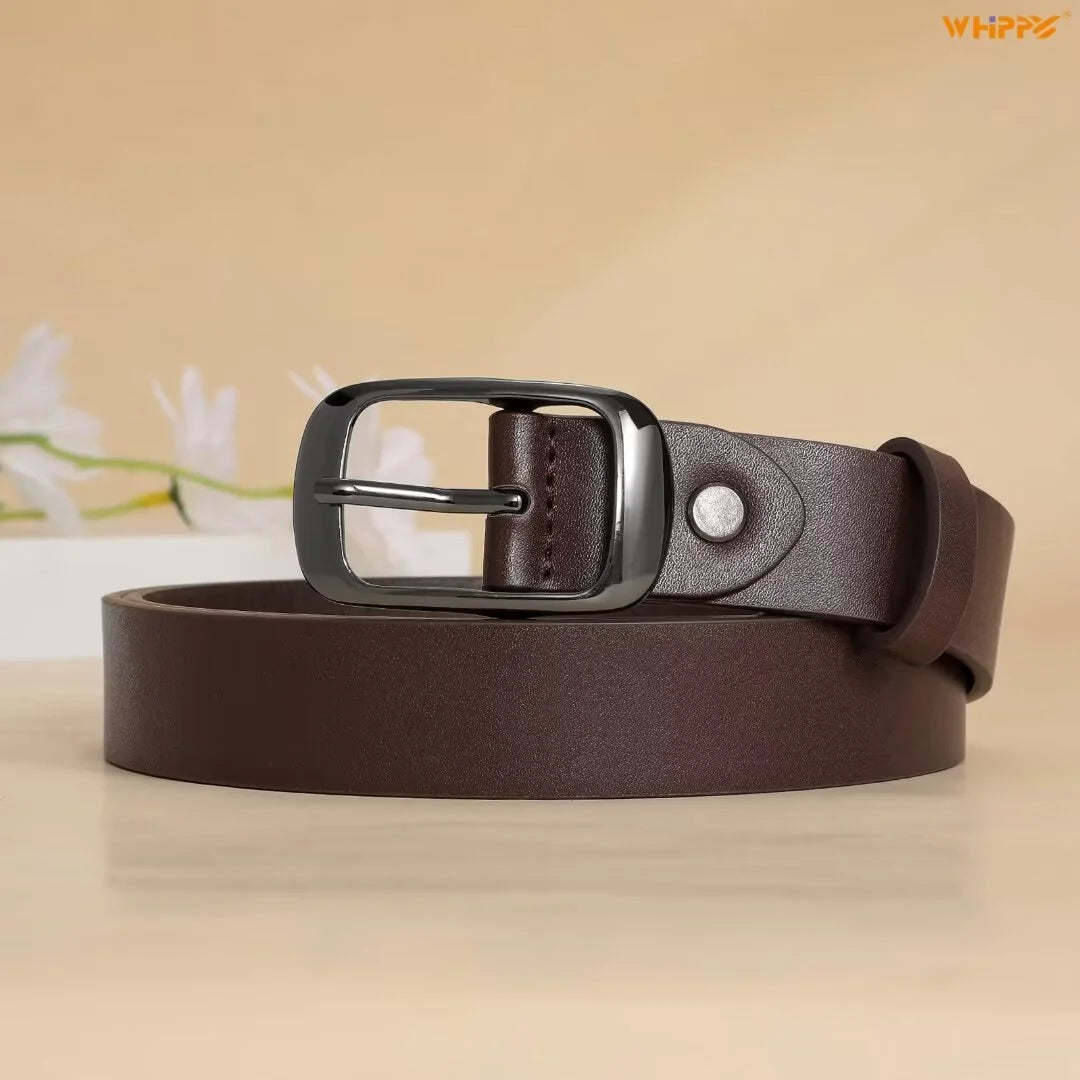 Women Leather Belt with Pin Buckle, plus Size Waist Belt for Jeans Pants