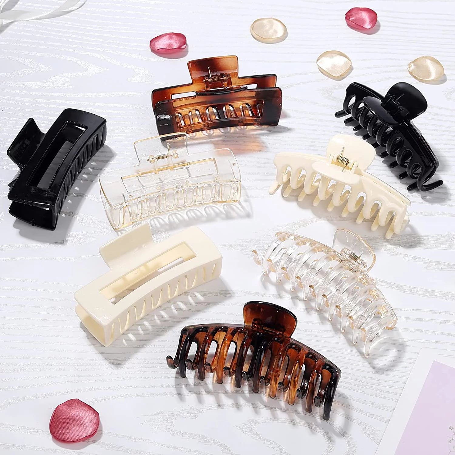 8 Pack Large Hair Claw Clips, Women & Girls Vintage Jaw Clips, Strong Hold Matte Claw Hair Clips for Thick Hair & Thin Hair (4.3 Inch)