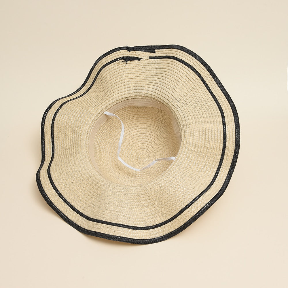 Summer Hats for Women Sun Hat Beach Ladies Fashion Flat Bowknot Panama Lady Casual Sun Hats for Women Straw Hat