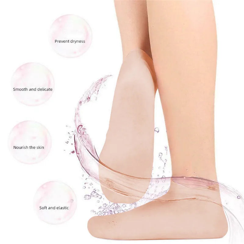 "Silky Soft Moisturizing Gel Heel Socks - Say Goodbye to Cracked Foot Skin with This Foot Care Miracle!"